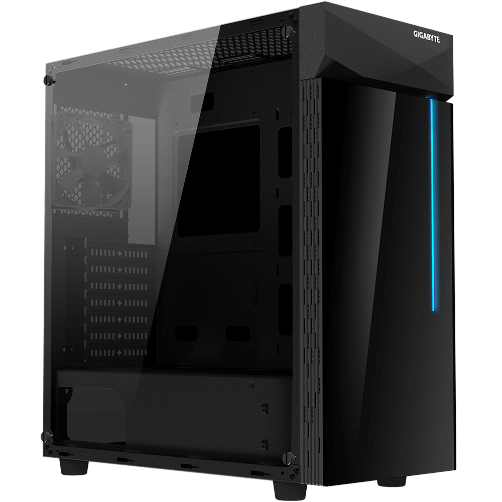 Chassis GIGABYTE C200 GLASS Midi Tower, ATX, 2xUSB3.0, RGB, Full-Size Black Tempered Glass Side Panel, Liquid Cooling Compatible, Dust Filter, 1x120mm Fan