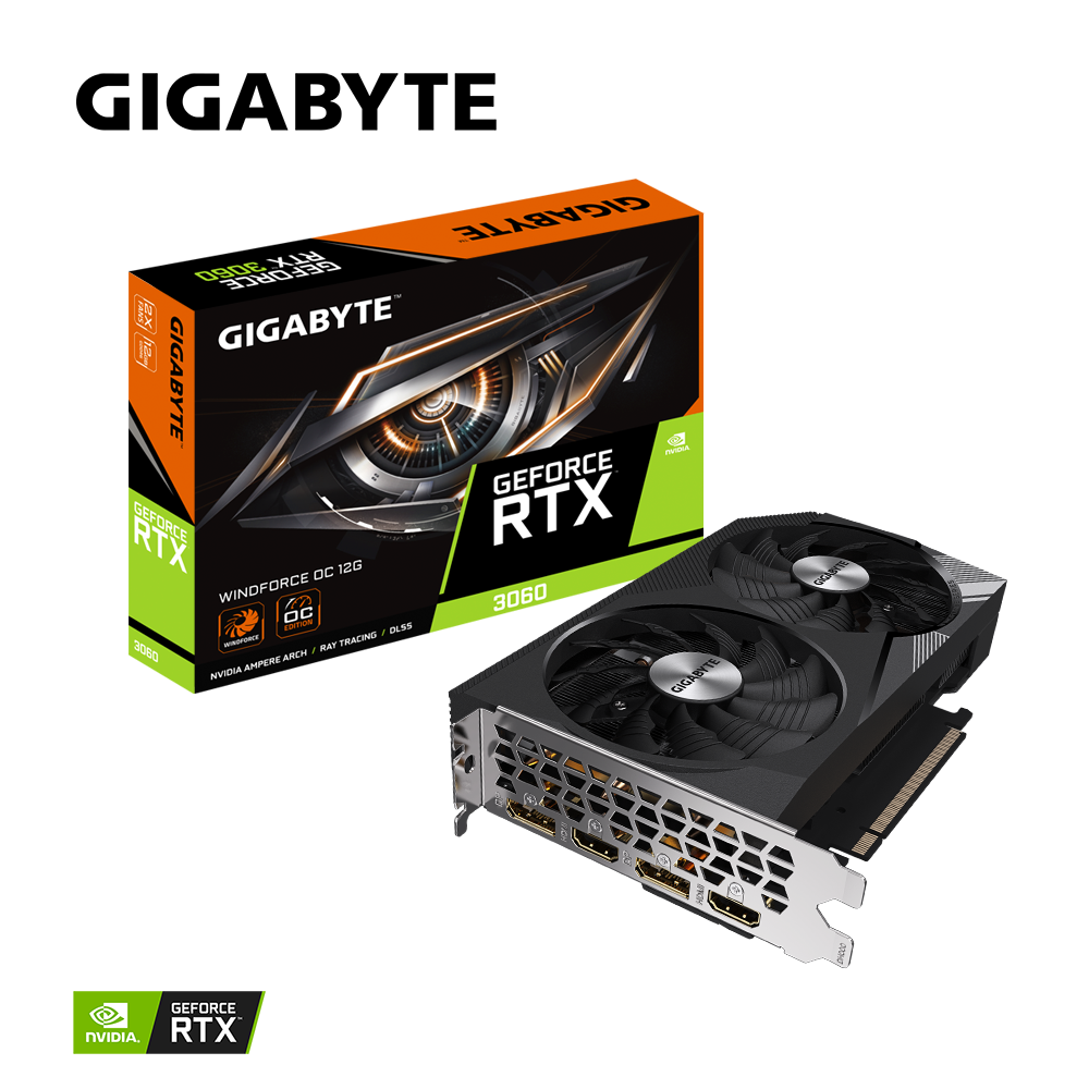 Gigabyte GeForce RTX 3060 Windforce OC 12G LHR, 12GB GDDR6