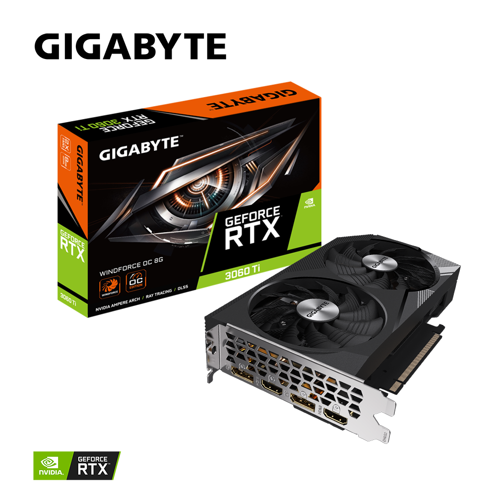 Gigabyte GeForce RTX 3060 Ti Windforce OC 8G LHR, 8GB GDDR6