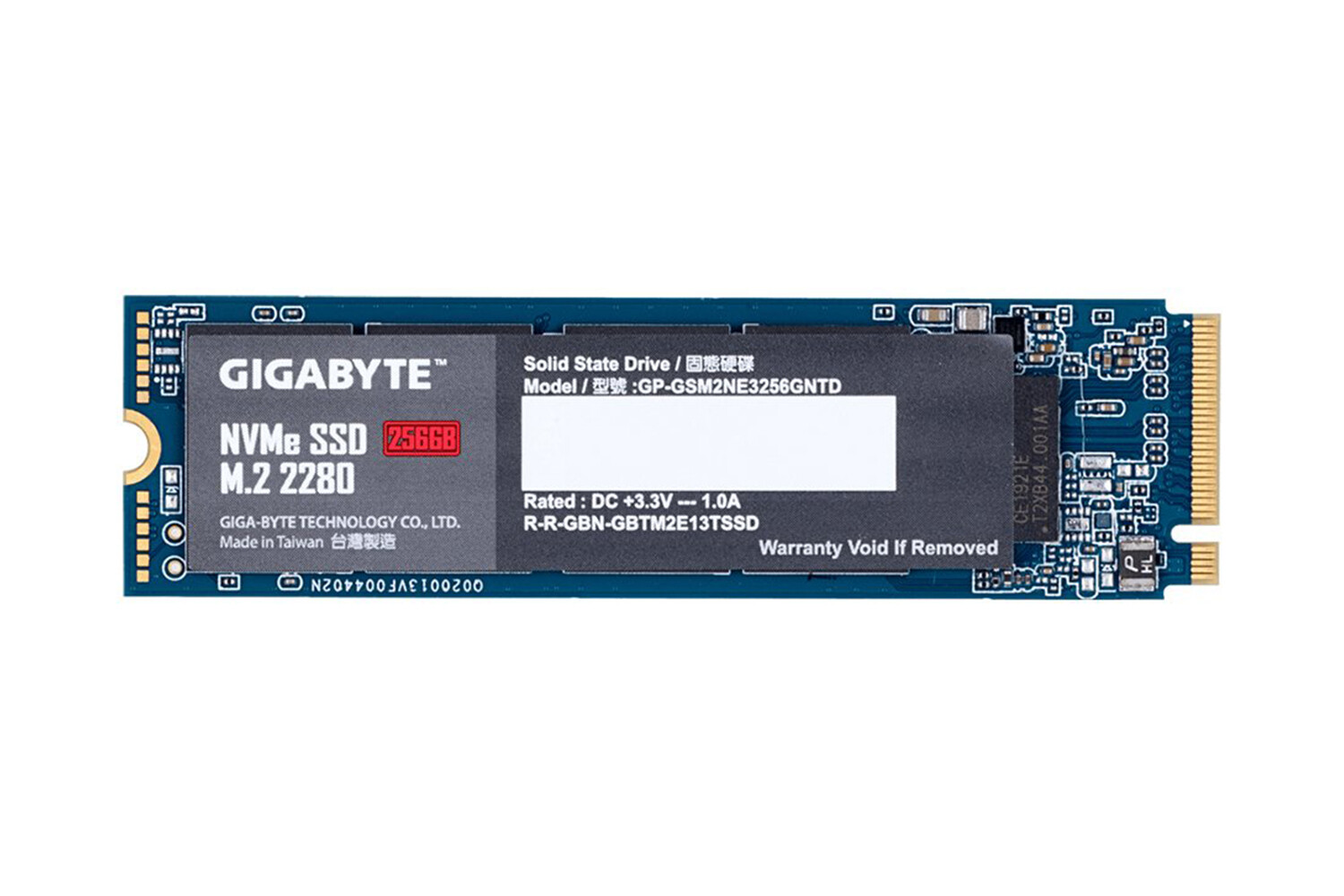GIGABYTE SSD 256GB, M.2 2280, NVMe 1.3 PCI-Express 3.0 x4, 3D NAND TLC, 1700MBs/1100MBs, 5Yr., Retail