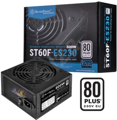 SilverStone Strider Essential Series, 600W 80 Plus 230V EU ATX PC Power Supply, Low Noise 120mm