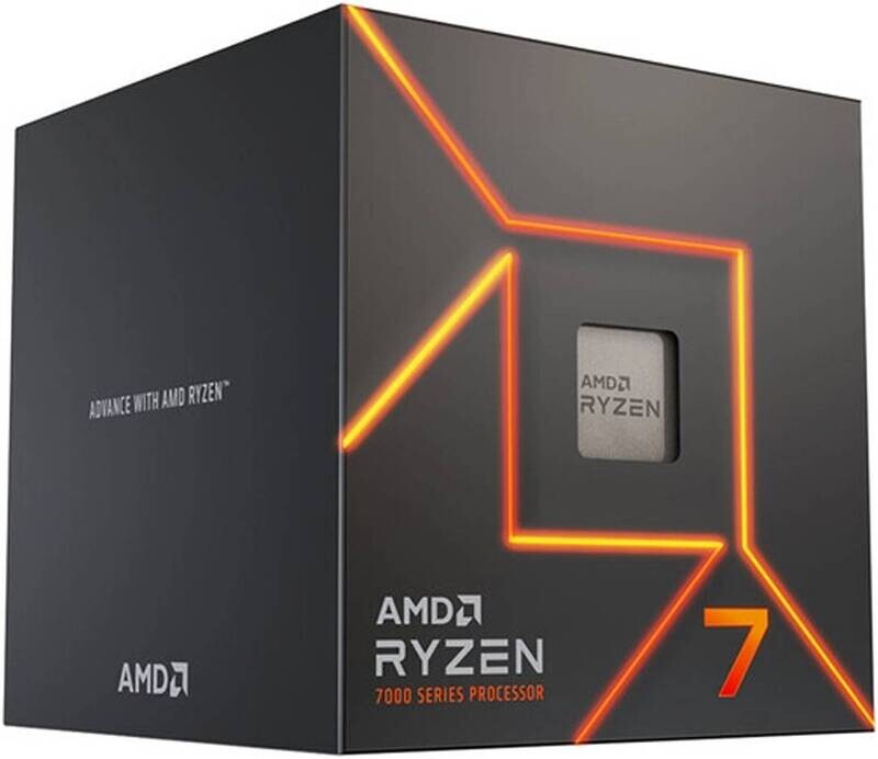 AMD CPU Desktop Ryzen 7 8C/16T 7700 (5.3GHz Max, 40MB,65W,AM5) box, with Radeon Graphics and Wraith Prism Cooler