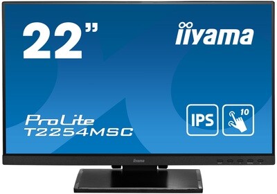 IIYAMA Monitor Prolite, 21,5" OGS-PCAP 10P Touch Screen, 1920x1080, IPS-slim panel design, VGA, HDMI, DisplayPort, 250cd/m² (with touch), 1000:1 Static Contrast, 7ms
