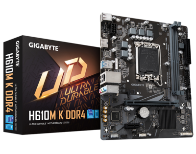 GIGABYTE MB LGA1700 H610M K DDR4, 2 x DDR4 DIMM 1 x M.2 2 x SATA 1 x HDMI port Micro ATX