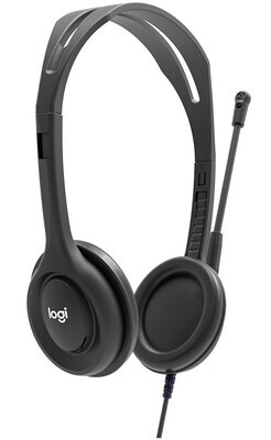 LOGITECH H111 Corded Stereo Headset, Black