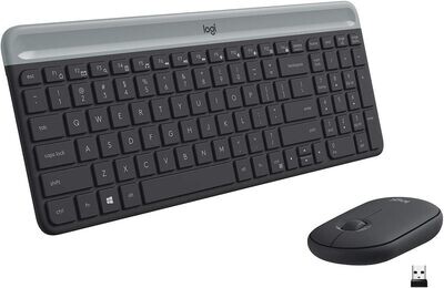 LOGITECH Slim Wireless Keyboard and Mouse Combo MK470, Graphite