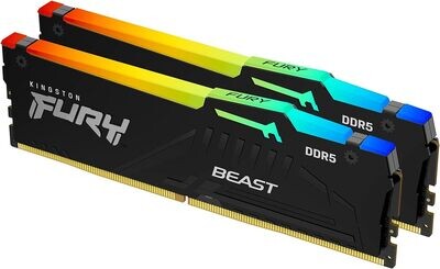 Kingston 16GB 6000MT/s DDR5 CL40 DIMM (Kit of 2) FURY Beast RGB XMP