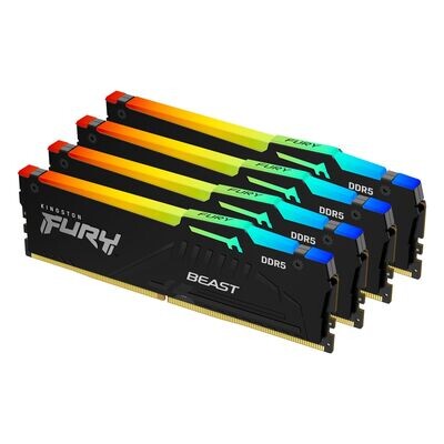 Kingston DRAM 64GB 6000MT/s DDR5 CL40 DIMM (Kit of 4) FURY Beast RGB XMP