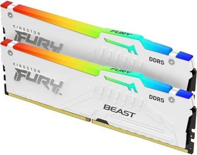 Kingston DRAM 32GB 5600MT/s DDR5 CL40 DIMM (Kit of 2) FURY Beast White RGB XMP