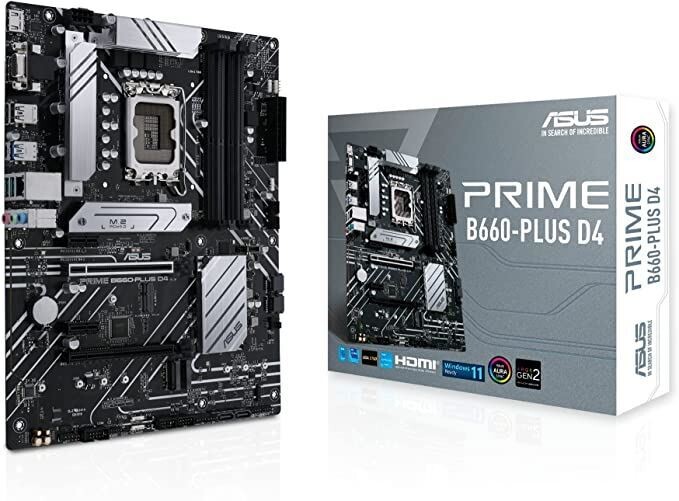 ASUS Mainboard Desktop PRIME B660-PLUS D4 (LGA 1700, Intel B660, DDR4, ATX)