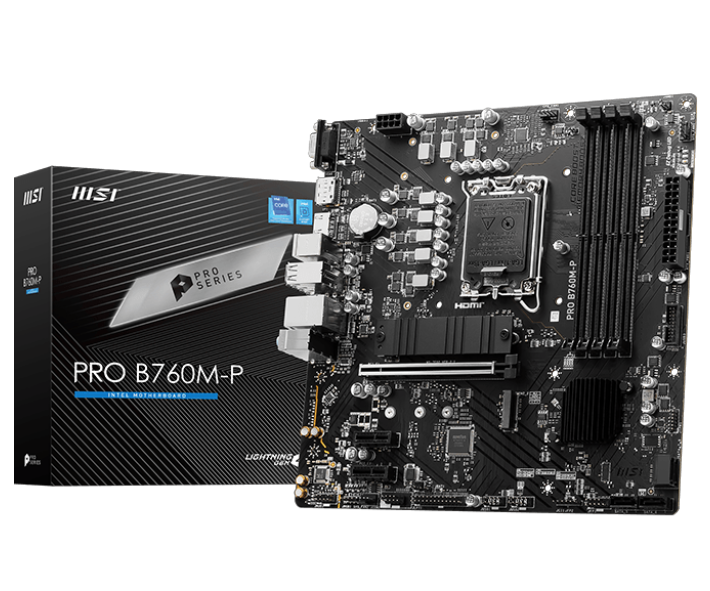 MSI Mainboard Desktop PRO B760M-P (mATX, LGA 1700, Dual Channel DDR5 6800)