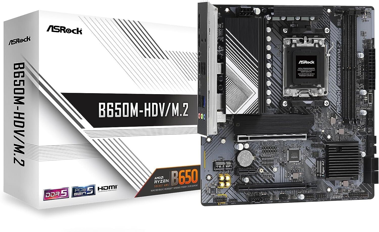 ASRock Mainboard Desktop B650M-HDV/M.2 (AM5, DDR5, mATX)