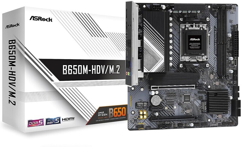 ASRock Mainboard Desktop B650M-HDV/M.2 (AM5, DDR5, mATX)