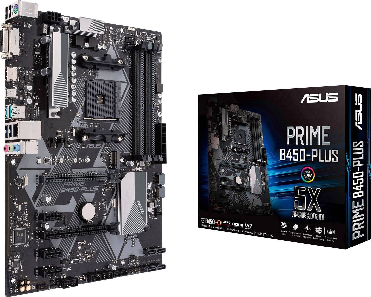 ASUS Mainboard Desktop PRIME B450-PLUS (AM4, DDR4, ATX)