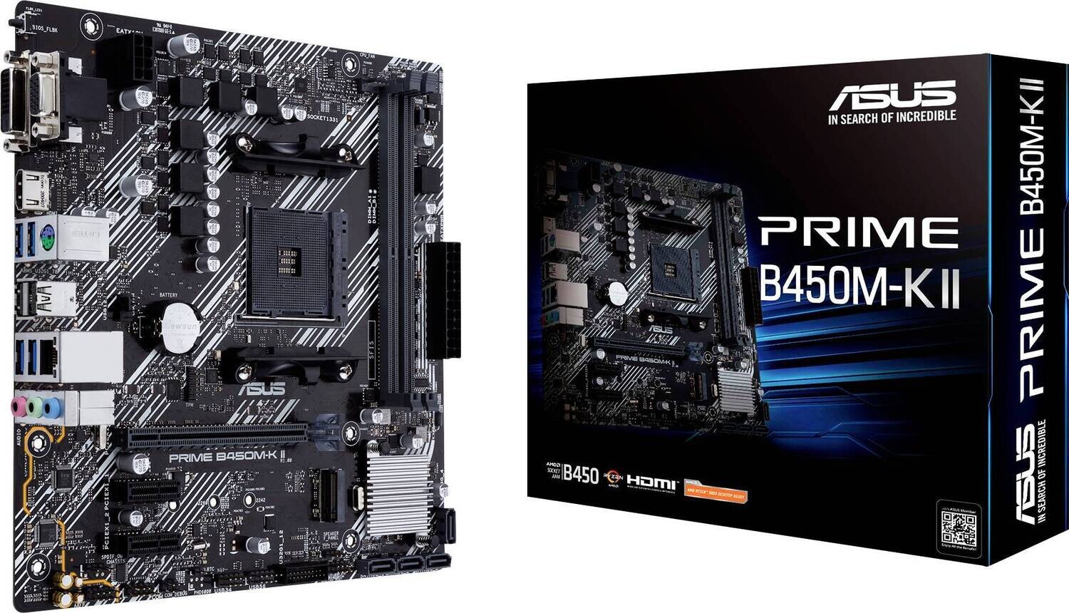 ASUS Mainboard Desktop PRIME B450M-K II (AM4, 2x DDR4, 2xM.2, mATX)
