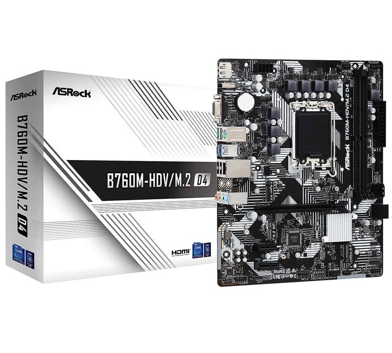 ASRock Mainboard Desktop B760M-HDV/M.2 D4 (LGA1700, DDR4, mATX)