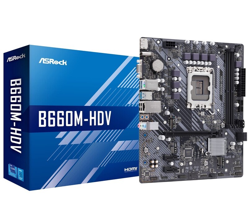 ASRock Mainboard Desktop B660M-HDV (LGA1700, DDR4, mATX)