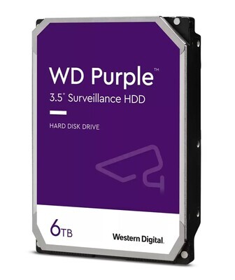 Western Digital 6 TB | WD64PURZ | WD Purple | 3,5” Surveillance HDD | 5400 RPM | SATA 6 Gb/s | 256MB