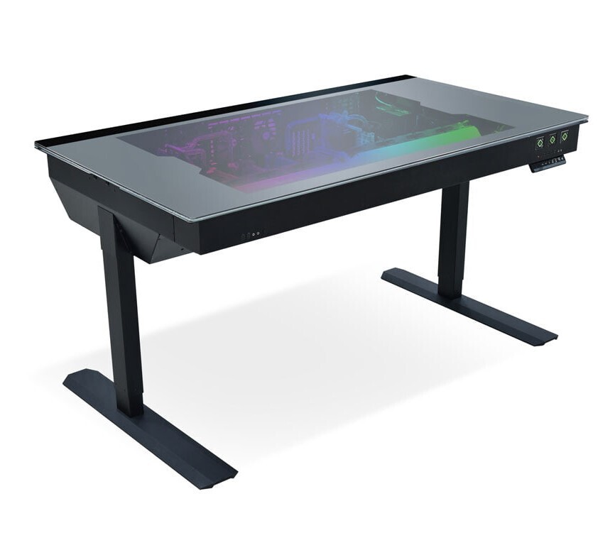 Desk case Lian Li DK-05F, Dual System, Sit-Stand, Switchable Glass, RGB, Black