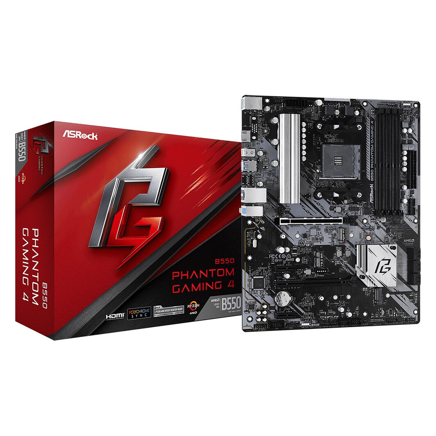 ASRock Mainboard Desktop B550 PHANTOM GAMING 4 (AM4, B550, 4xDDR4, ATX)