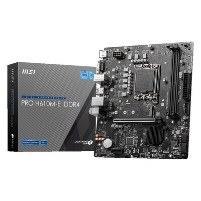 MSI Mainboard Desktop PRO H610M-E DDR4 (Micro-ATX, Socket 1700, Dual Channel DDR4 3200(OC)MHz)