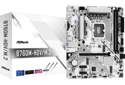 ASRock Mainboard Desktop B760M-HDV/M.2 (LGA1700, DDR5, microATX)