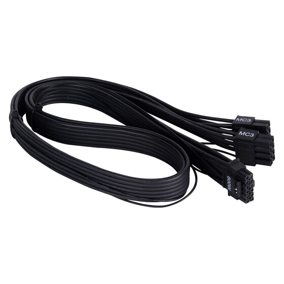 SILVERSTONE PSU Cable, 2x EPS 8 pin (PSU) to 12+4 pin (GPU) 12VHPWR PCIe Gen5 cable, Allows PSUs direct support for RTX 40 series graphics cards with 12+4 pin 12VHPWR connector, Black, Retail