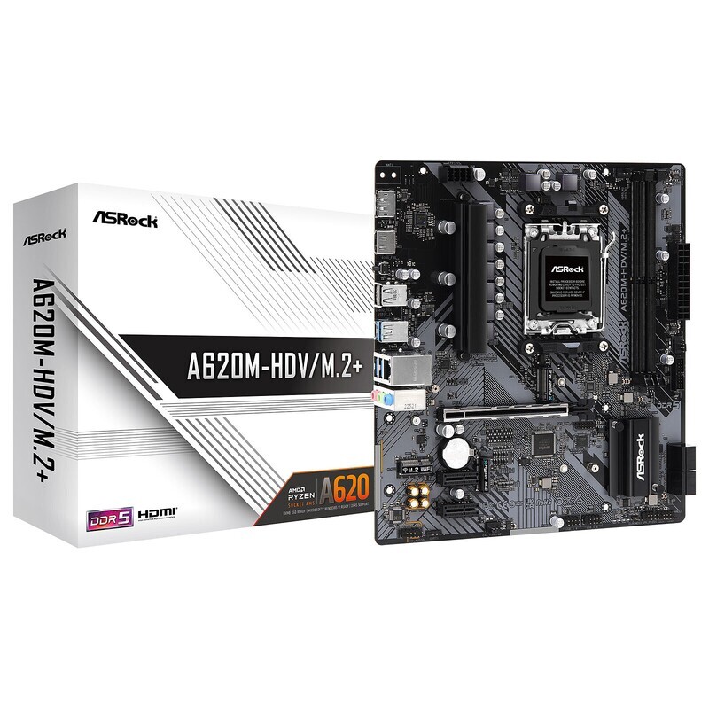 ASRock Mainboard Desktop A620M-HDV/M.2+ (AM5, DDR5, mATX)