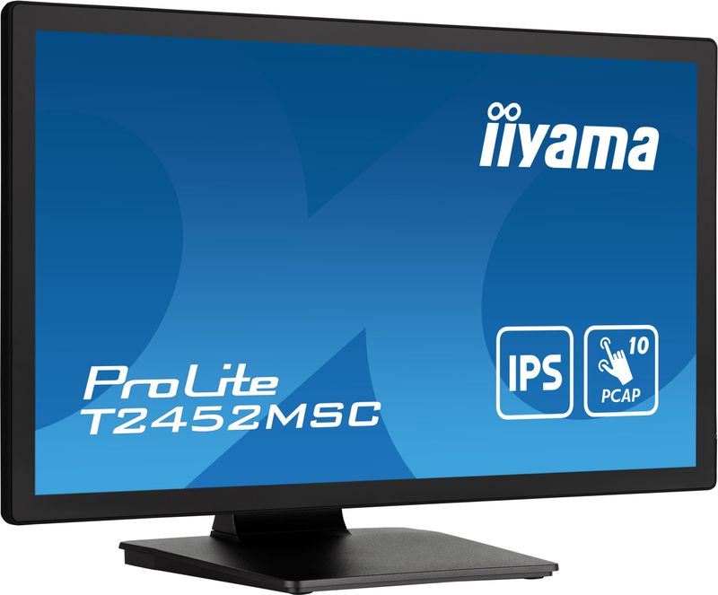 IIYAMA Monitor LED PROLITE T2452MSC-B1 24” PCAP multi-touch edge-to-edge glass and anti fingerprint coating IPS Full HD 400 cd/m² HDMI DP Speakers