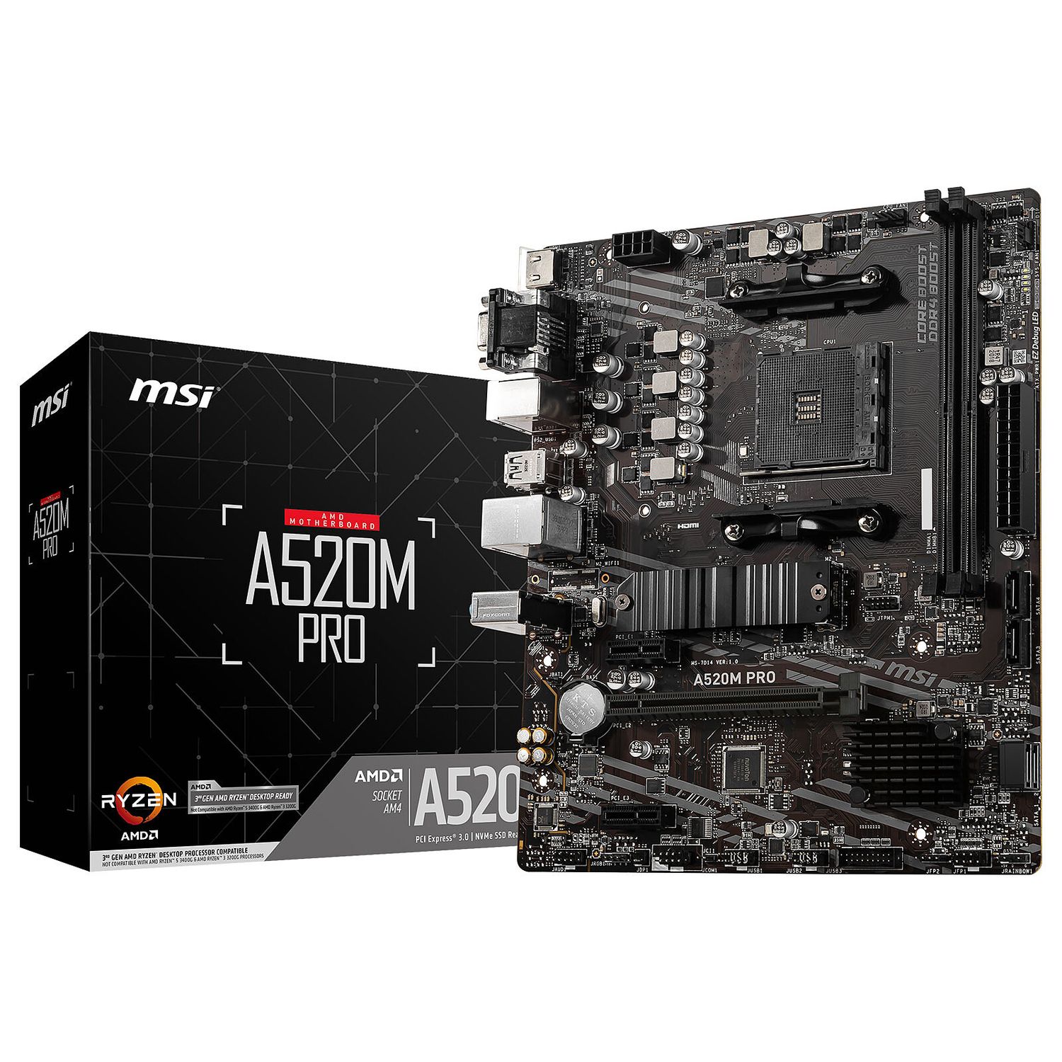MSI Mainboard Desktop A520M PRO (AM4, DDR4, mATX)