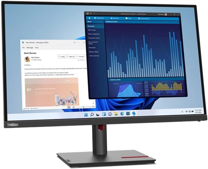 LENOVO ThinkVision T27p-30 27inch UHD Monitor IPS 16:9 3840X2160 178°/178° 60Hz Tilt Swivel Pivot Height USB-C HDMI DP RJ-45