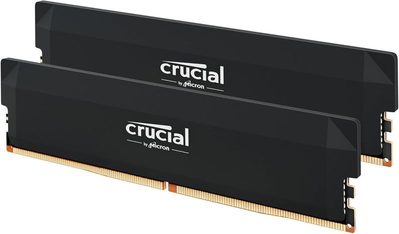 Crucial DRAM Pro OC Overclocking 32GB Kit (2X16GB) DDR5-6400 UDIMM CL38 Black