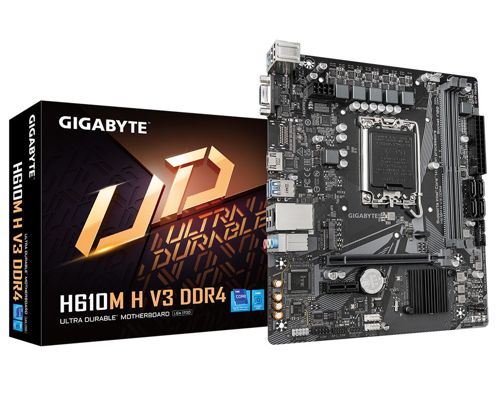 Gigabyte Mainboard Desktop H610M H V3(LGA1700, DDR4, micro ATX)