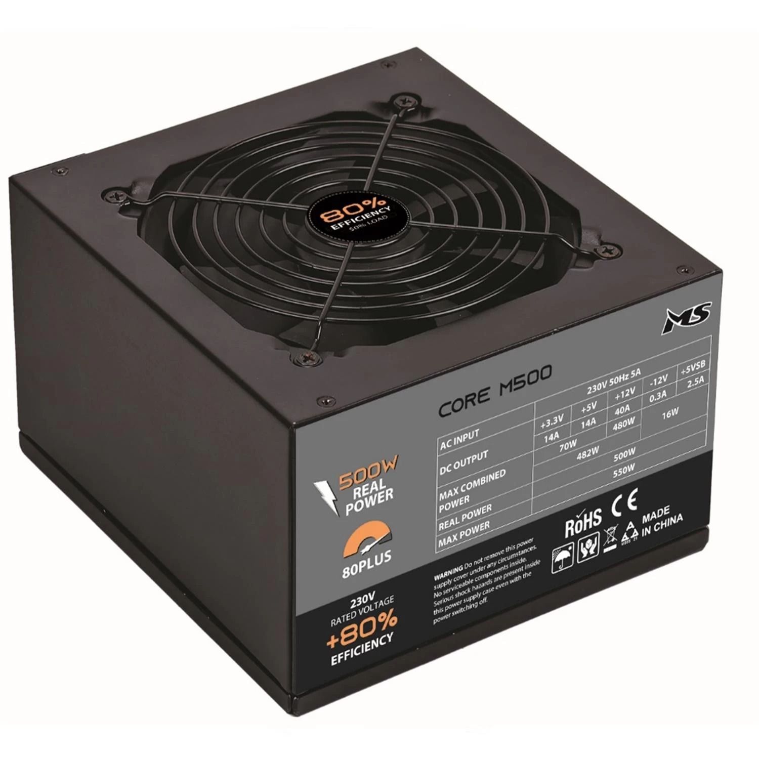 MS Core M500, 500W, 80+, ATX,120 mm fan