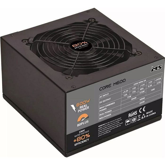 MS Core M600, 600W, 80+, ATX,120mm fan
