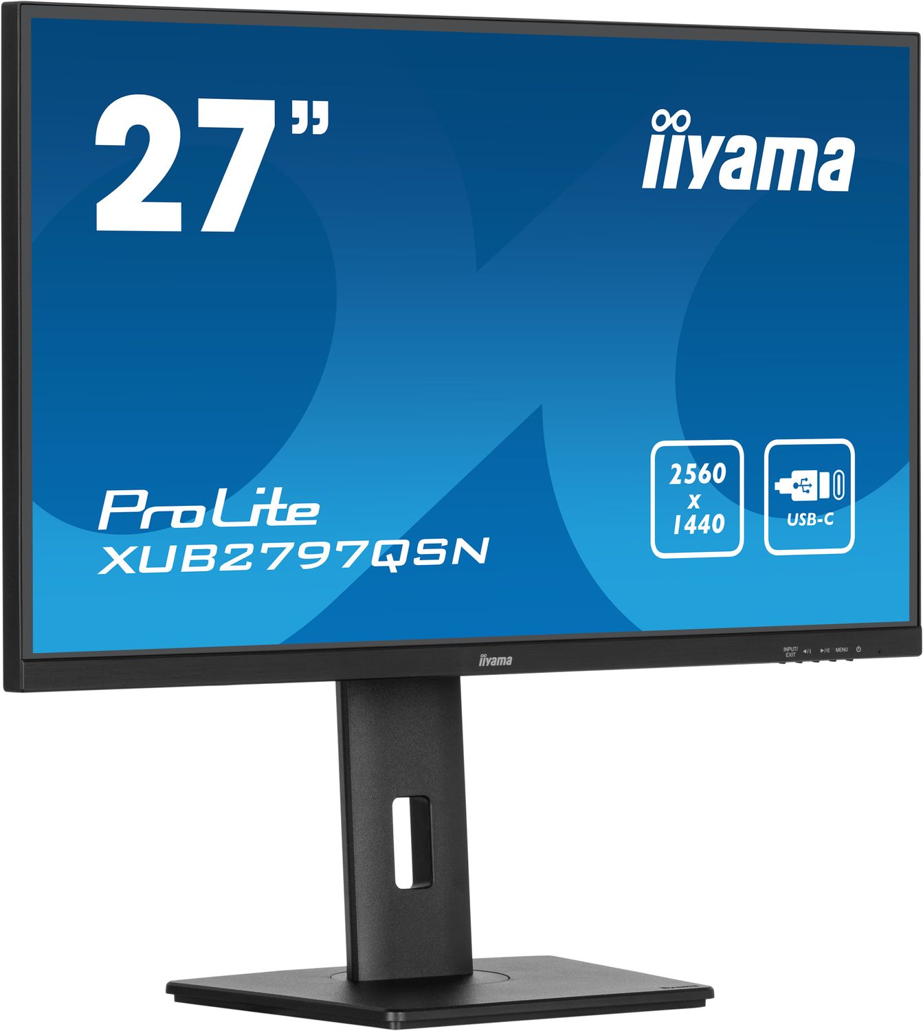 IIYAMA Monitor LED XUB2797QSN-B2 27&quot; IPS 2560 x 1440 @100Hz 300 cd/m² 1300:1 1ms HDMI DP USB-C 65W RJ45 Daisy Chain USB Hub 3.2 height, swivel, tilt, pivot (rotation both sides), 3-side borderless