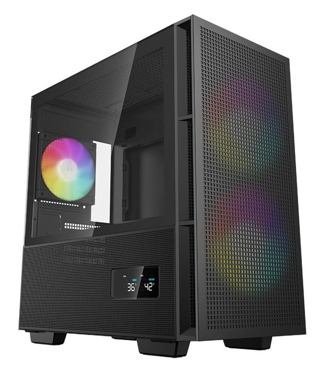 DeepCool CH360 Digital, Micro-ATX, ARGB, LCD, Tempered Glass, Black
