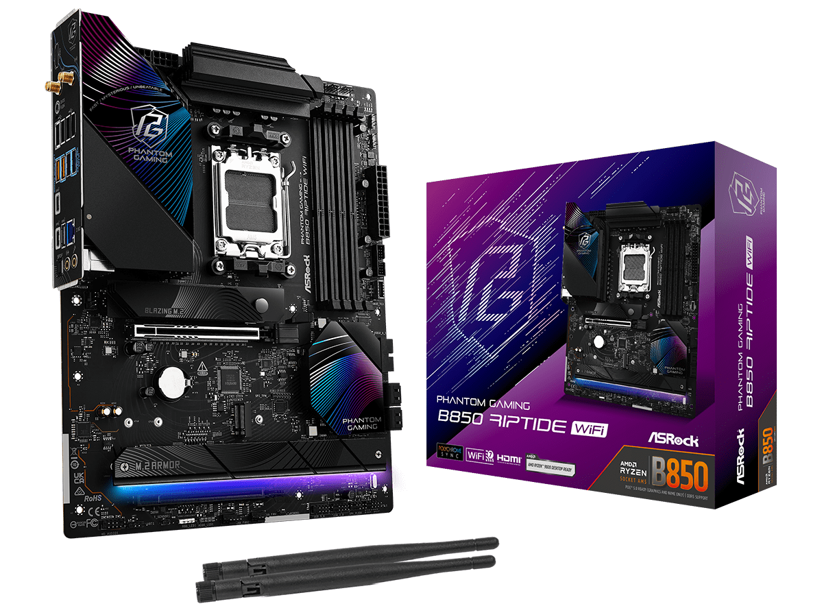 ASROCK Mainboard Desktop B850 RIPTIDE WIFI(AM5, 4x DDR5, ATX)