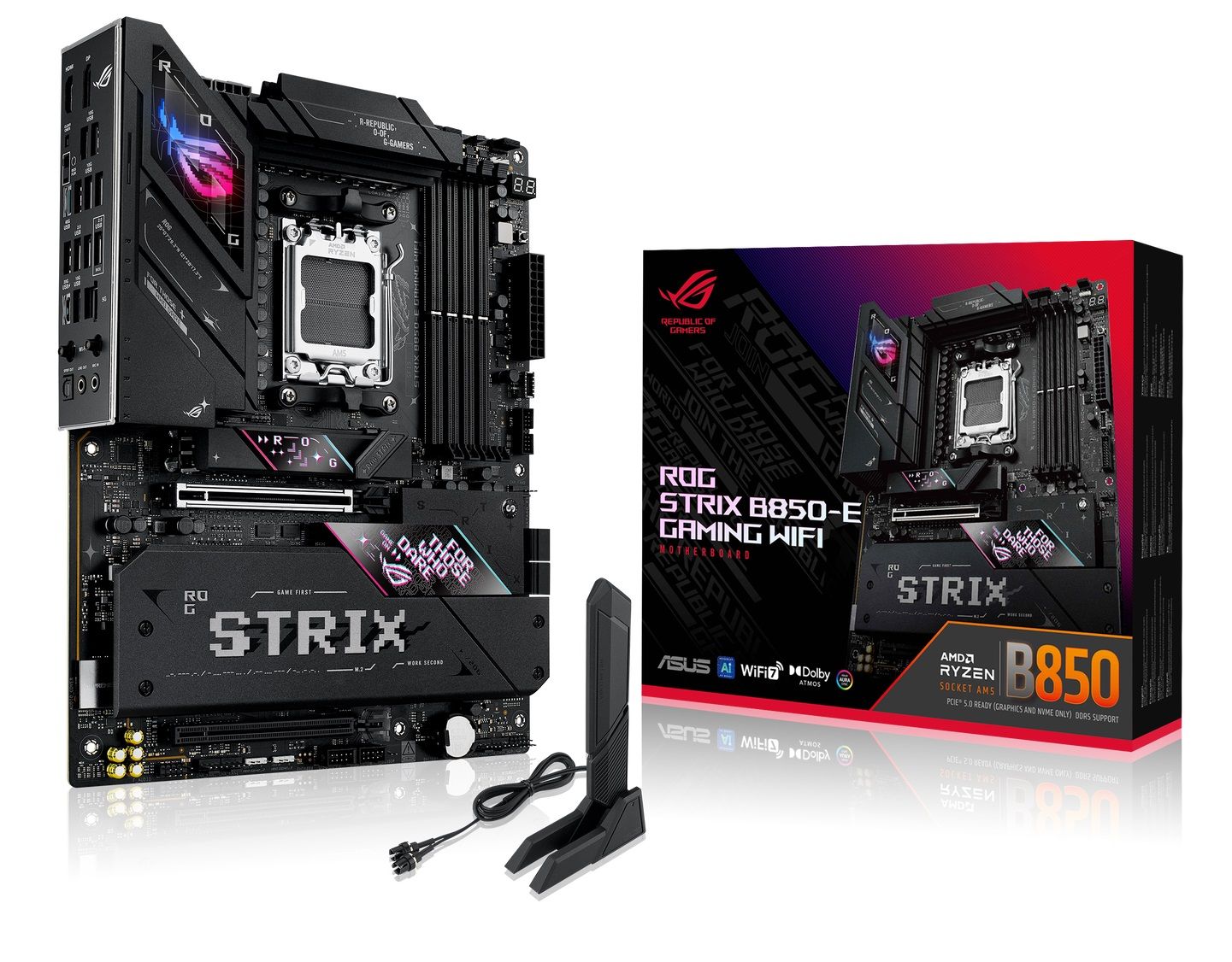 ASUS Mainboard Desktop ROG STRIX B850-E GAMING WIFI(AM5, 4x DDR5, ATX)