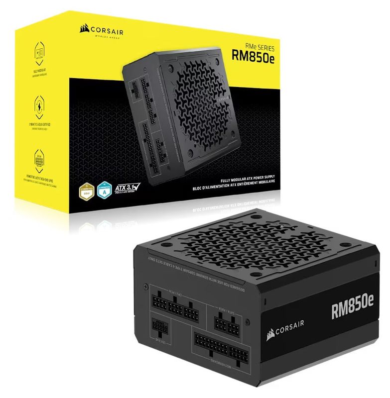 Corsair RM850e modular 850W, ATX 3.1, PCIe 5.1, 80+ Gold, 120mm fan