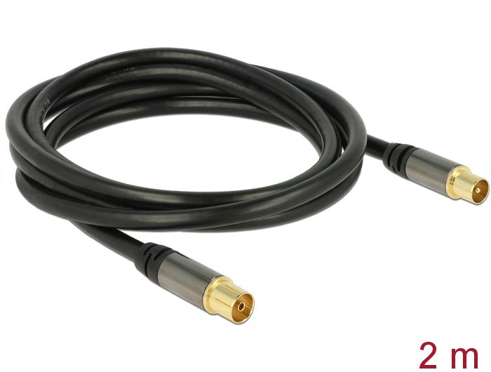 Delock Antenski kabel IEC utikač &gt; IEC utičnica RG-6/U 2 m crni
