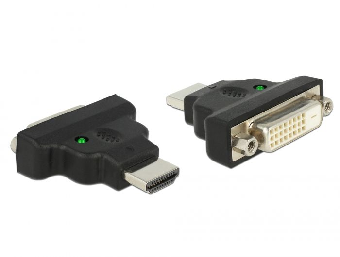 Delock Adapter HDMI male to DVI 24+1 pin female with LED