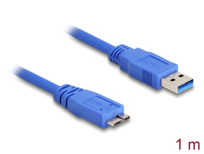 Delock Kabel USB 3.0 tipa A muški &gt; USB 3.0 tipa Micro-B muški 1 m plava