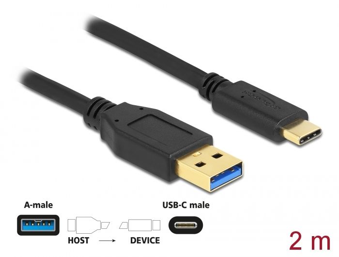 Delock SuperSpeed USB (USB 3.2 Gen 2) kabel Tipa-A na USB Type-C™ 2 m