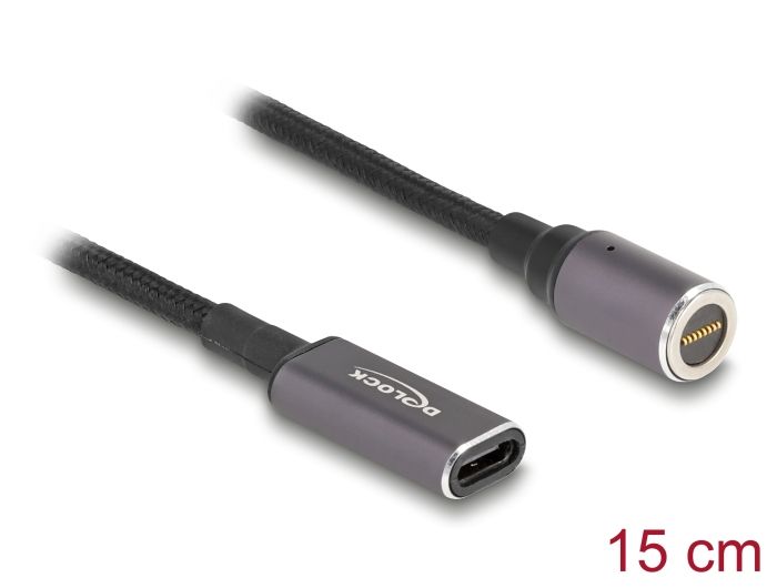 Delock Kabel za punjenje prijenosnog računala USB Type-C™ ženski na magnetski 8-pinski konektor 15 cm