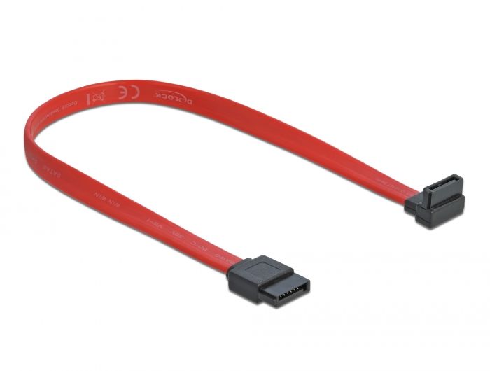 Delock SATA 3 Gb/s kabel ravan do zakrivljen gore 30 cm crveni