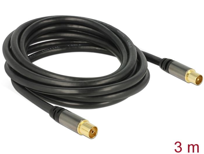 Delock Antenski kabel IEC utikač &gt; IEC utičnica RG-6/U 3 m crni