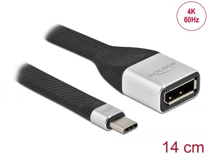 Delock FPC plosnati trakasti kabel USB Type-C™ na DisplayPort (DP Alt Mode) 4K 60 Hz 14 cm