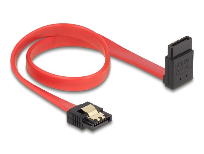 Delock SATA 6 Gb/s kabel ravan do zakrivljen gore 30 cm crveni