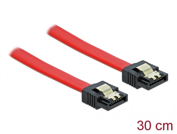Delock Kabel SATA 6 Gb/s muški ravni &gt; SATA muški ravni crveni metalni od 30 cm